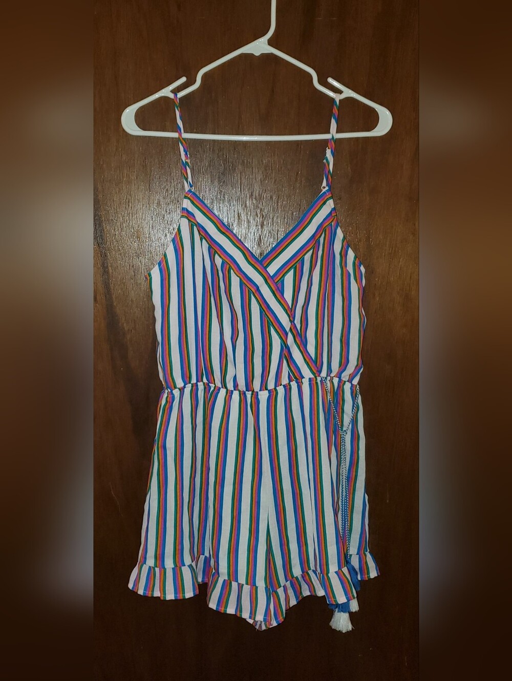 Jodi Kristopher Multicolor Striped Shorts Romper Sz Medium